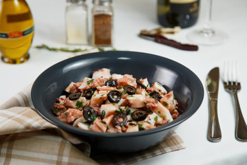 portion of assorted seafood with served on table delicious