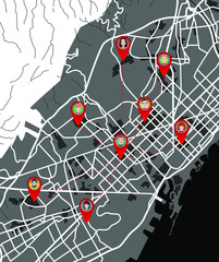 Barcelona The connection between people. Vector monochrome card.