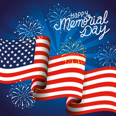 happy memorial day with decoration of flag usa vector illustration design