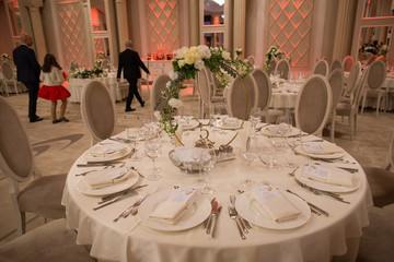 beautiful wedding decoration in reception room