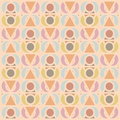 Beautiful of Colorful Circle and Triangle, Reapeated, Abstract, Illustrator Pattern Wallpaper. Image for Printing on Paper, Wallpaper or Background, Covers, Fabrics