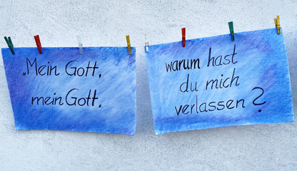 Die sieben letzte Worte von Jesus - Von Jugendlichen an einer Kirche geschrieben