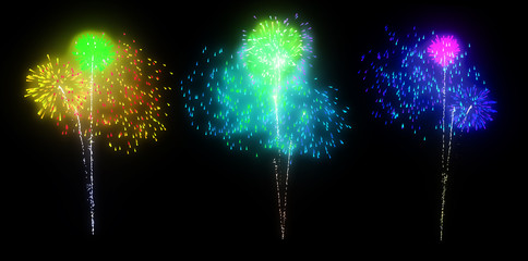 3 fireworks illustration elements to use it on your own compositions. 3D illustration