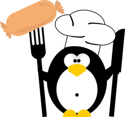 penguin chief cooker with sausage 