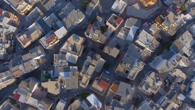 Rising drone shot over old Greece village.