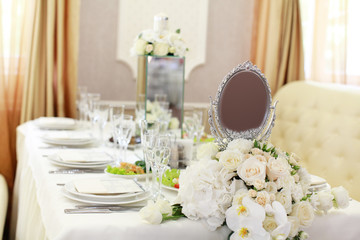 Beautiful white cool decoration wedding ceremony or party