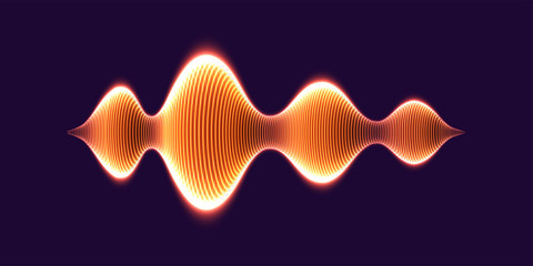 Neon sound wave, music equalizer. Vector illustration.