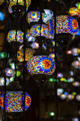 Colorful lamps in Antalya, Turkey. popular Turkish souvenirs