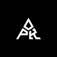 PK monogram logo with 3 pieces shape isolated on triangle