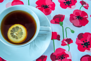 cup of tea with flowers