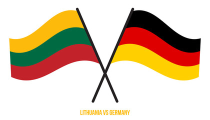 Lithuania and Germany Flags Crossed And Waving Flat Style. Official Proportion. Correct Colors