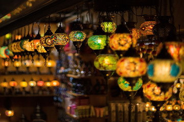 Colorful lamps in Antalya, Turkey. popular Turkish souvenirs