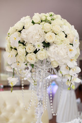 Wedding banquet table with flowers decoration