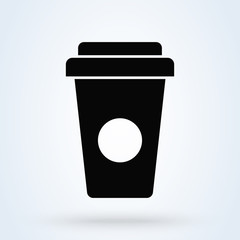 Disposable coffee cup icon. Drink illustration