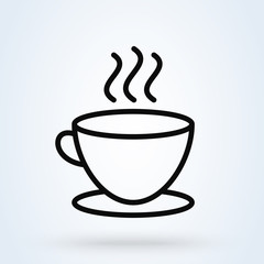 Tea, coffee cup line art icon. Drink illustration