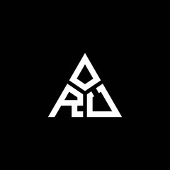 RU monogram logo with 3 pieces shape isolated on triangle