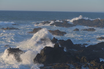 waves crashing on the rocks