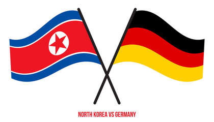 North Korea and Germany Flags Crossed And Waving Flat Style. Official Proportion. Correct Colors