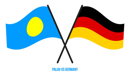 Palau and Germany Flags Crossed And Waving Flat Style. Official Proportion. Correct Colors