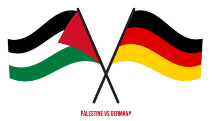 Palestine and Germany Flags Crossed And Waving Flat Style. Official Proportion. Correct Colors
