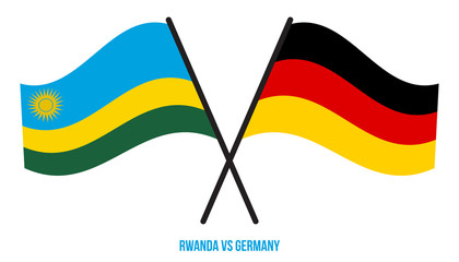 Rwanda and Germany Flags Crossed And Waving Flat Style. Official Proportion. Correct Colors
