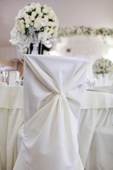 Wedding banquet table with flowers decoration