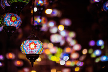 Colorful lamps in Antalya, Turkey. popular Turkish souvenirs