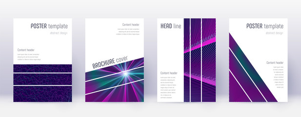 Geometric brochure design template set. Neon abstr