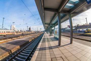 Fototapeta na wymiar empty trainstation in Wiesbaden