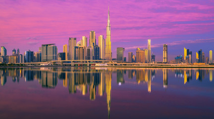 Fototapeta na wymiar Dubai city center skyline with luxury skyscrapers, United Arab Emirates