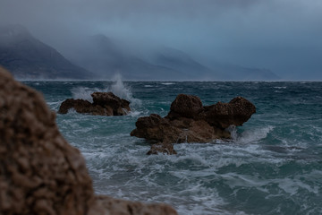 Strong bura wind, Central Dalmatia, Croatia