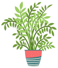 Flowers in vases, floral decor for home flat style flourishing on branches, plant with frondage, tender and elegant design, container interior. Isolated flowerpot with blooming plant . Vector in flat