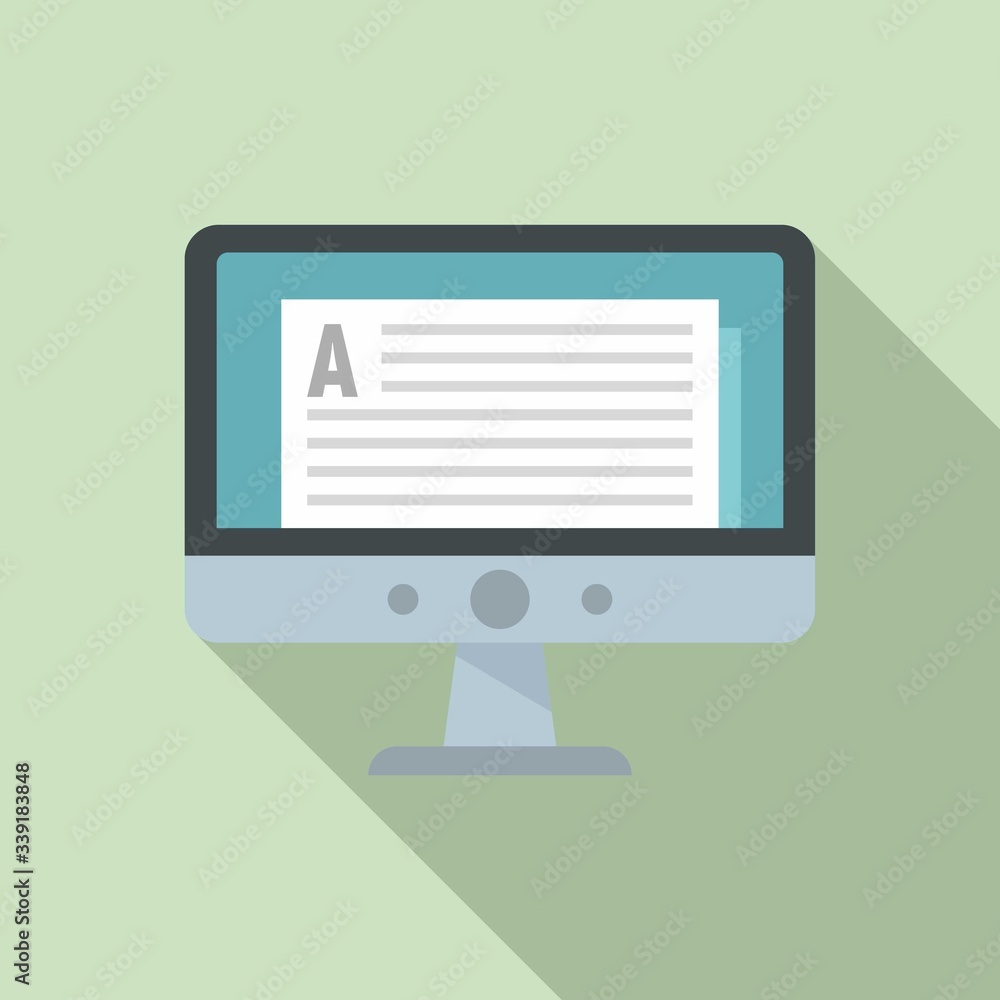 Poster online computer lesson icon. flat illustration of online computer lesson vector icon for web design