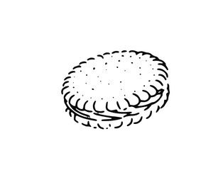 Isolated sketch of a sandwich cookie