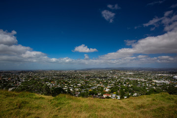 Fototapeta na wymiar A view from Mount Eden of Auckland city in the North Island of New Zealand