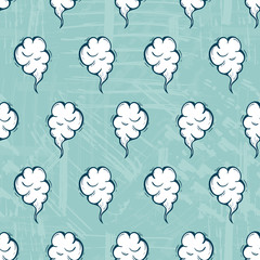 Smoke Vector Seamless Pattern. Hand drawn Doodle Smoke, Clouds, Fog or Steam clouds Background
