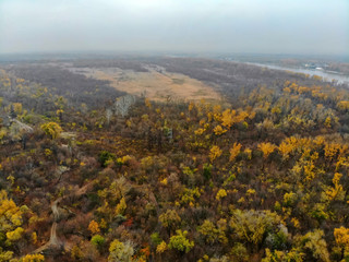 Fototapeta na wymiar Scenic aerial view of beautiful autumn forest