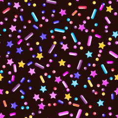 Sprinkle Cupcake Donut Topping. Seamless Pattern 