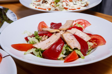 Vegetable salad with tuna.