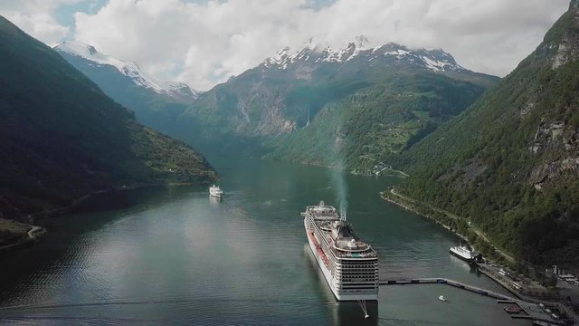 Cruise ship in Norwegian fjords.