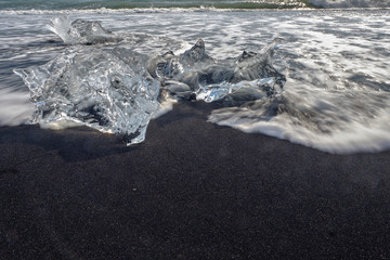 Ice floes and smaller chunks broken off larger icebergs tha thave floated out to the open ocean...