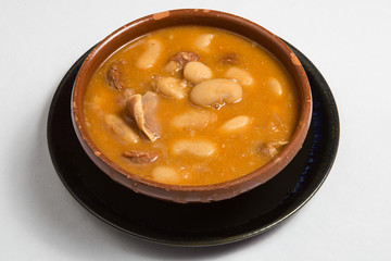 Beans and bacon stew.Spanish cuisine.Judiones.