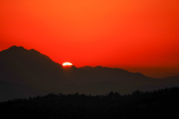 beautiful sunset in mountain