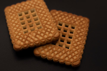 Rectangular cookies on a dark background