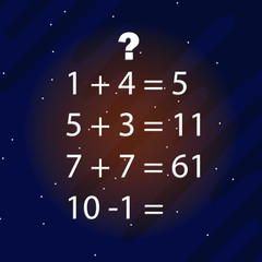 logic puzzles. Riddles for children and adults. Space background. Vector