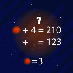 logic puzzles. Riddles for children and adults. Space background. Vector