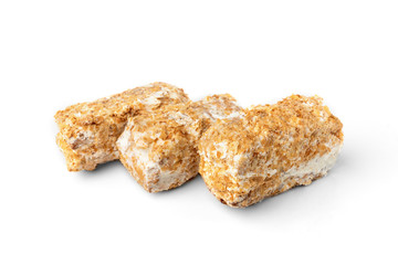 Napoleon cake isolated on white background.
