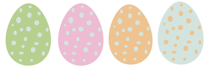 Set of Easter eggs in pastel colors with dots