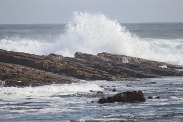 Waves crashing on rocks 