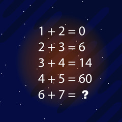 logic puzzles. Riddles for children and adults. Space background. Vector